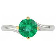 Afbeelding in Gallery-weergave laden, Colombiaanse Smaragd Edelsteen Ring 1 karaat Bicolor 14K Goud – zijaanzicht
