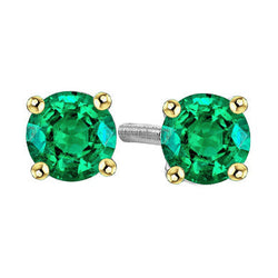 Tweekleurig 14K Goud Smaragd Gemstone Earring – 2-karaat Rond