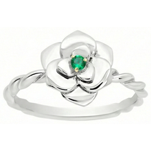 Afbeelding in Gallery-weergave laden, Fijne Smaragd Rond Briljant Edelsteen Ring in Bicolor 14K Goud – vooraanzicht
