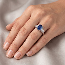 Afbeelding in Gallery-weergave laden, Smaragd Blauwe Saffier Verloving Ring Goud 14K
