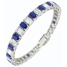 Afbeelding in Gallery-weergave laden, Smaragd Diamant Ceylon Saffier Tennis Armband Prong Set
