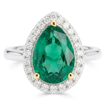 Afbeelding in Gallery-weergave laden, Smaragd Gekleurde Steen Ring – Tweekleurig 14K Goud 2 karaat
