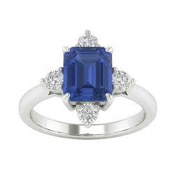 Smaragd Saffier Diamant Ring 5 steen wit goud 2 karaat sieraden