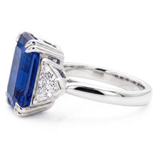 Afbeelding in Gallery-weergave laden, Smaragd Saffier Edelsteen Ring 4 Karaat Triljoen Diamanten 3 Steen Goud
