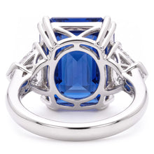 Afbeelding in Gallery-weergave laden, Smaragd Saffier Edelsteen Ring 4 Karaat Triljoen Diamanten 3 Steen Goud
