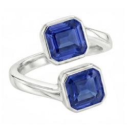 Smaragd Saffier Ring 2 stenen ring set 3 karaats gespleten schacht filigraan