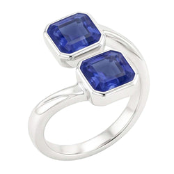 Smaragd Saffier Ring 2 stenen ring set 3 karaats gespleten schacht filigraan
