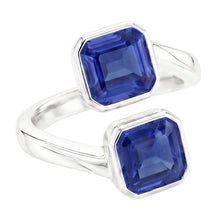 Afbeelding in Gallery-weergave laden, Smaragd Saffier Ring 2 stenen ring set 3 karaats gespleten schacht filigraan
