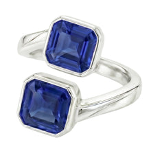 Afbeelding in Gallery-weergave laden, Smaragd Saffier Ring 2 stenen ring set 3 karaats gespleten schacht filigraan
