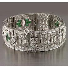Afbeelding in Gallery-weergave laden, Smaragd diamanten armband 32 karaat witgoud 14K
