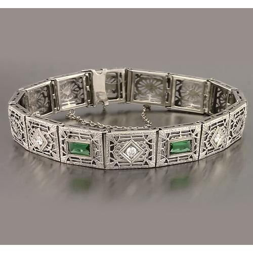 Smaragd diamanten baguette geslepen armband 4,05 karaat Nieuw