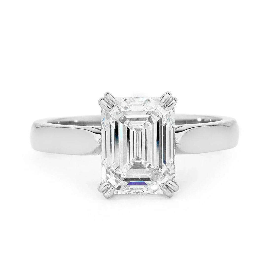 Smaragd Echt Diamanten Solitaire Ring