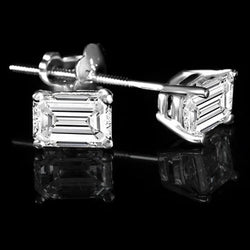 Smaragd Geslepen Echt Diamanten 2 Ct Stud Earring 14K Witgouden Sieraden