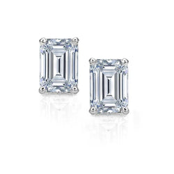 Smaragd Geslepen Echt Diamanten Dames Oorknopjes Wit Goud 2 Karaat