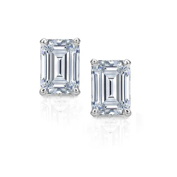 Smaragd Geslepen Echt Diamanten Dames Oorknopjes Wit Goud 2 Karaat