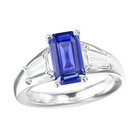 Smaragd Blauwe Saffier Verloving Ring Goud 14K