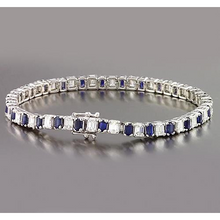 Afbeelding in Gallery-weergave laden, Smaragd Diamant Ceylon Saffier Tennis Armband Prong Set
