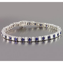 Afbeelding in Gallery-weergave laden, Smaragd Diamant Ceylon Saffier Tennis Armband Prong Set
