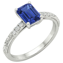 Afbeelding in Gallery-weergave laden, Smaragdgroene edelsteen met accenten Ring blauwe saffier en Natuurlijke echte diamant ( niet in het laboratorium gekweekt ) 3,50 karaat
