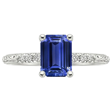 Afbeelding in Gallery-weergave laden, Smaragdgroene edelsteen met accenten Ring blauwe saffier en Natuurlijke echte diamant ( niet in het laboratorium gekweekt ) 3,50 karaat
