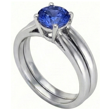 Afbeelding in Gallery-weergave laden, Solitaire 3 Karaats Ceylon Sapphire Ring Set 14K Nieuw
