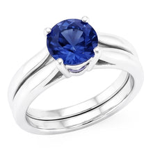 Afbeelding in Gallery-weergave laden, Solitaire 3 Karaats Ceylon Sapphire Ring Set 14K Nieuw

