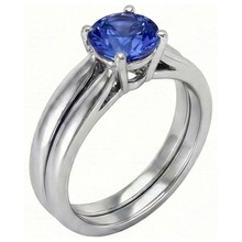 Afbeelding in Gallery-weergave laden, Solitaire 3 Karaats Ceylon Sapphire Ring Set 14K Nieuw
