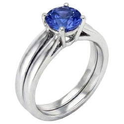 Solitaire 3 Karaats Ceylon Sapphire Ring Set 14K Nieuw