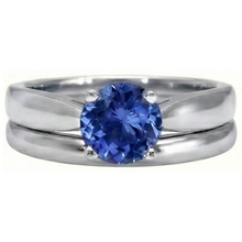 Afbeelding in Gallery-weergave laden, Solitaire 3 Karaats Ceylon Sapphire Ring Set 14K Nieuw
