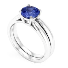 Afbeelding in Gallery-weergave laden, Solitaire 3 Karaats Ceylon Sapphire Ring Set 14K Nieuw
