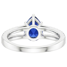 Afbeelding in Gallery-weergave laden, Solitaire Accenten Ring Dubbele Schacht Blauwe Saffier &amp; Diamanten 4 Karaat
