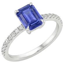 Afbeelding in Gallery-weergave laden, Solitaire Accenten Ring Smaragd Blauwe Saffier &amp; Diamant 4 Karaat
