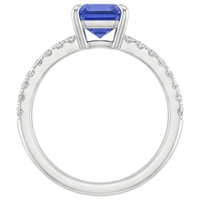 Afbeelding in Gallery-weergave laden, Solitaire Accenten Ring Smaragd Blauwe Saffier &amp; Diamant 4 Karaat
