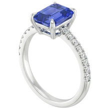 Afbeelding in Gallery-weergave laden, Solitaire Accenten Ring Smaragd Blauwe Saffier &amp; Diamant 4 Karaat
