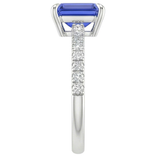 Afbeelding in Gallery-weergave laden, Solitaire Accenten Ring Smaragd Blauwe Saffier &amp; Diamant 4 Karaat
