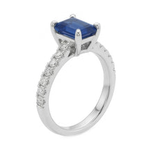 Afbeelding in Gallery-weergave laden, Solitaire Blauwe Edelsteen Saffier Met Accenten Ring 2.50 Karaat Pave
