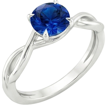 Afbeelding in Gallery-weergave laden, Solitaire Blauwe Saffier Edelsteen Ring Twisted Shank Wit Goud 2 Karaat
