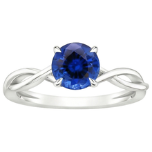 Afbeelding in Gallery-weergave laden, Solitaire Blauwe Saffier Edelsteen Ring Twisted Shank Wit Goud 2 Karaat
