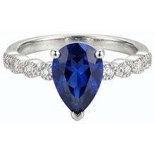 Afbeelding in Gallery-weergave laden, echte round saffier 3.50karaat ring op wit
