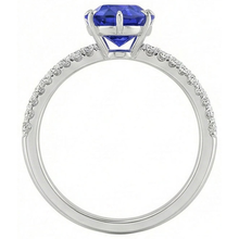 Afbeelding in Gallery-weergave laden, echte round saffier 4.50karaat ring close-up detail
