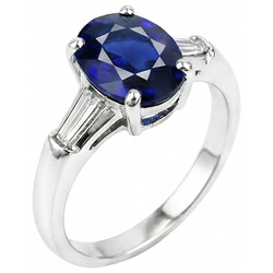 Solitaire Deep Blue Sapphire Ring 2,50 karaat dames sieraden