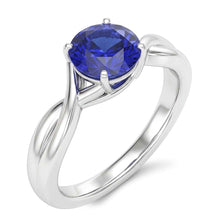 Afbeelding in Gallery-weergave laden, Solitaire Edelsteen Blauwe Saffier Ring 2 Karaat Twisted Style Shank
