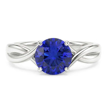 Afbeelding in Gallery-weergave laden, Solitaire Edelsteen Blauwe Saffier Ring 2 Karaat Twisted Style Shank
