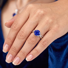 Afbeelding in Gallery-weergave laden, Solitaire Edelsteen Blauwe Saffier Ring 2 Karaat Twisted Style Shank
