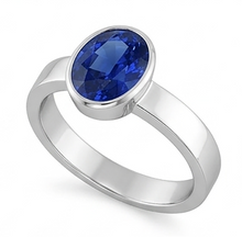 Afbeelding in Gallery-weergave laden, Solitaire Edelsteen Heren Ring Ceylon Saffier Bezel Set 2,50 Karaat
