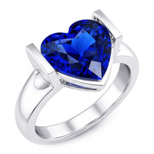Afbeelding in Gallery-weergave laden, Solitaire Edelsteen Ring Bar Set Ceylon Sapphire 3 karaat dikke schacht
