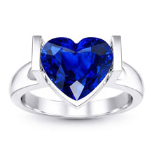 Afbeelding in Gallery-weergave laden, Solitaire Edelsteen Ring Bar Set Ceylon Sapphire 3 karaat dikke schacht
