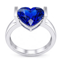Afbeelding in Gallery-weergave laden, Solitaire Edelsteen Ring Bar Set Ceylon Sapphire 3 karaat dikke schacht
