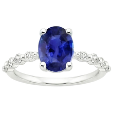 Afbeelding in Gallery-weergave laden, Solitaire Edelsteen Ring Met Diamanten Accenten Ceylon Sapphire 3 Karaat

