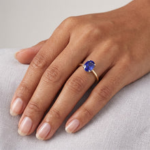 Afbeelding in Gallery-weergave laden, Solitaire Edelsteen Ring Sieraden Ovale Blauwe Saffier 2,50 Karaat

